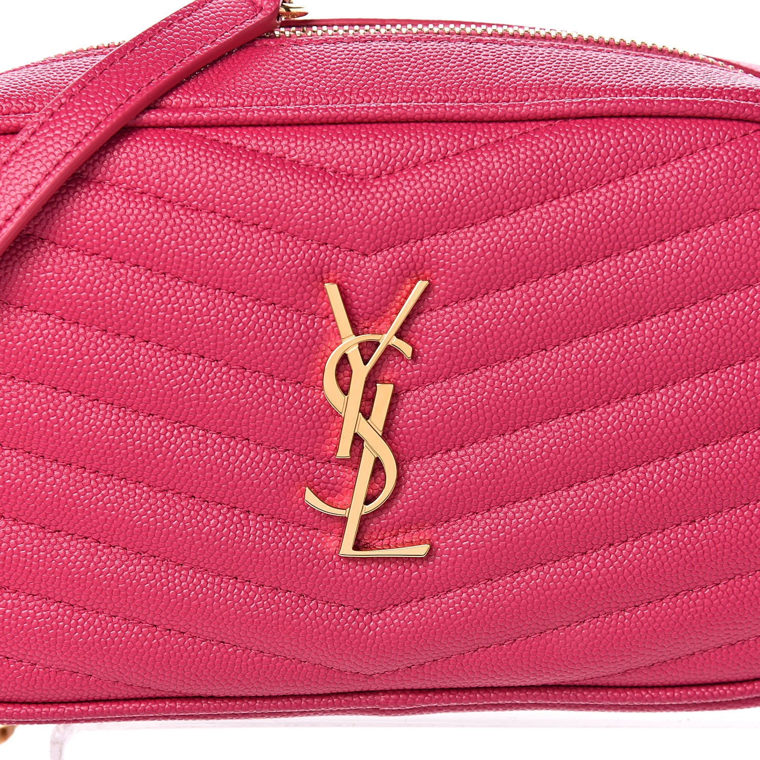 Saint Laurent Grain De Poudre Matelasse Monogram Mini Lou Camera Bag Fuchsia 9 of 10
