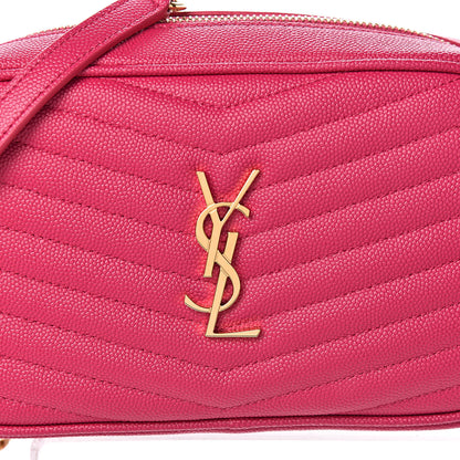 Saint Laurent Grain De Poudre Matelasse Monogram Mini Lou Camera Bag Fuchsia 9 of 10