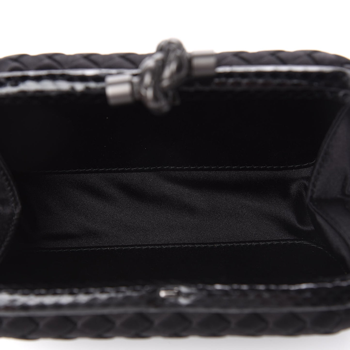 Satin Intreccio Impero Ayers Knot Clutch Black