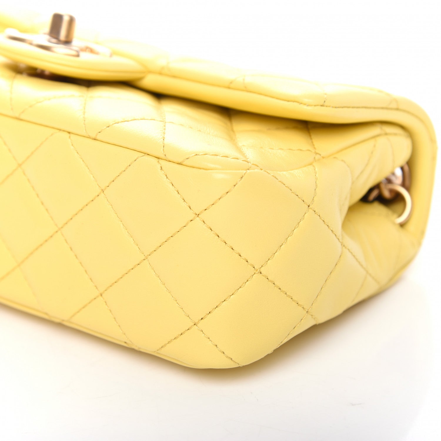 Chanel Lambskin Resin Quilted Mini Rectangular Pearl Samba Flap Yellow 9 of 9