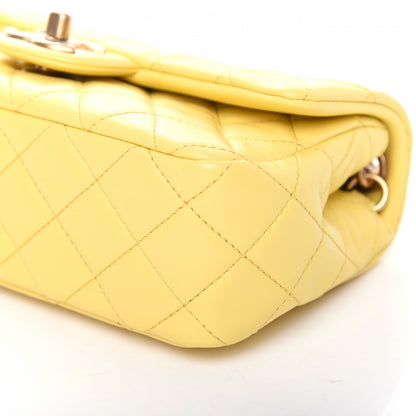 Chanel Lambskin Resin Quilted Mini Rectangular Pearl Samba Flap Yellow 9 of 9