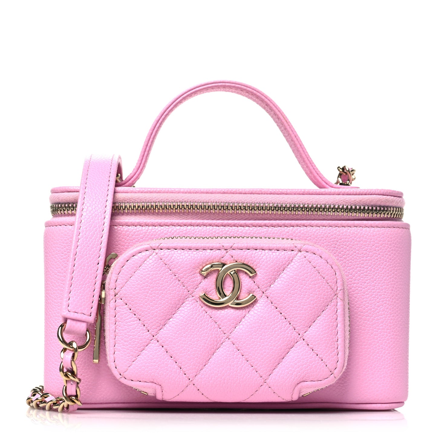 Caviar Quilted Top Handle Pocket Vanity Case Lilac