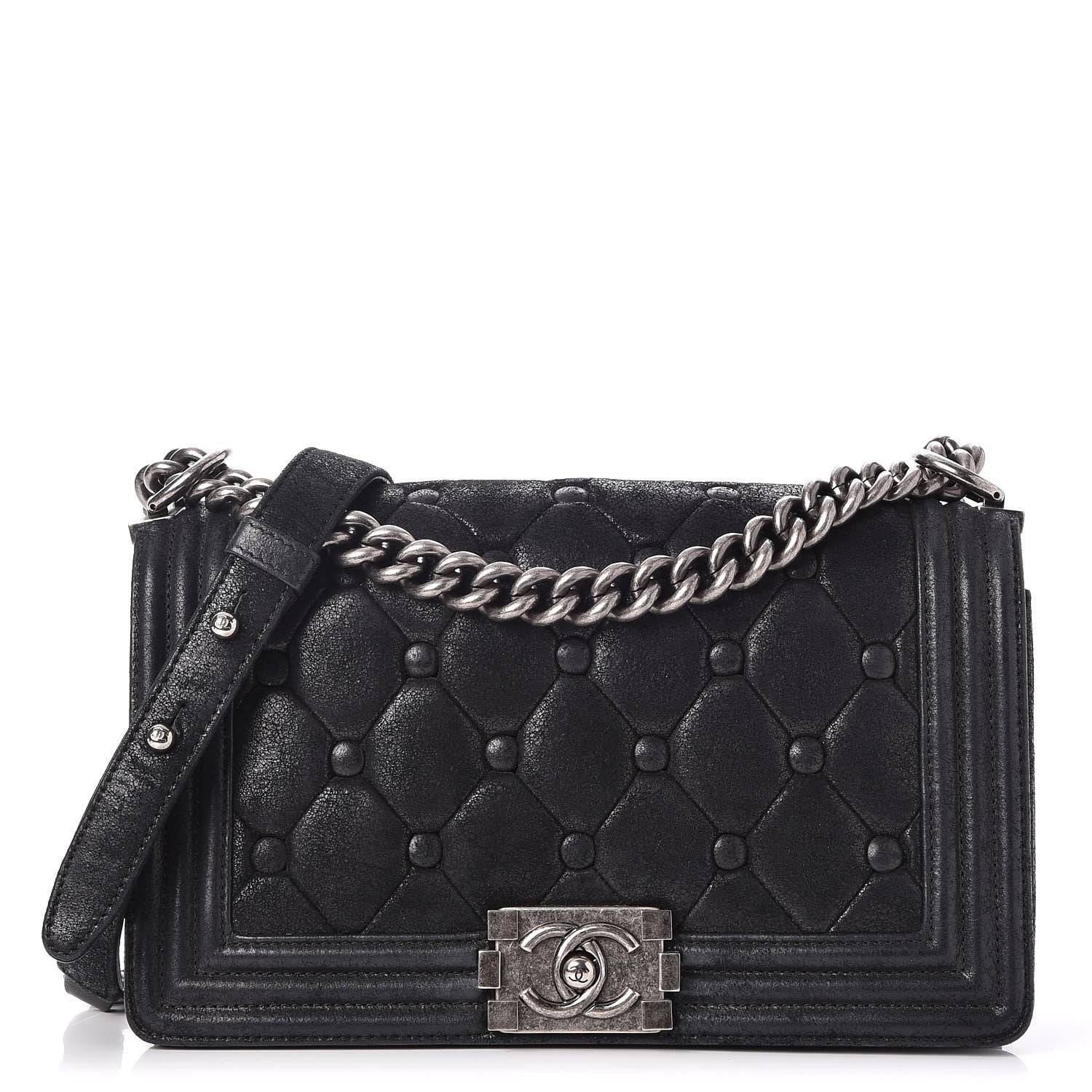 Chanel Goatskin Chesterfield Quilted Medium Celtic Boy Flap Black 1 of 8