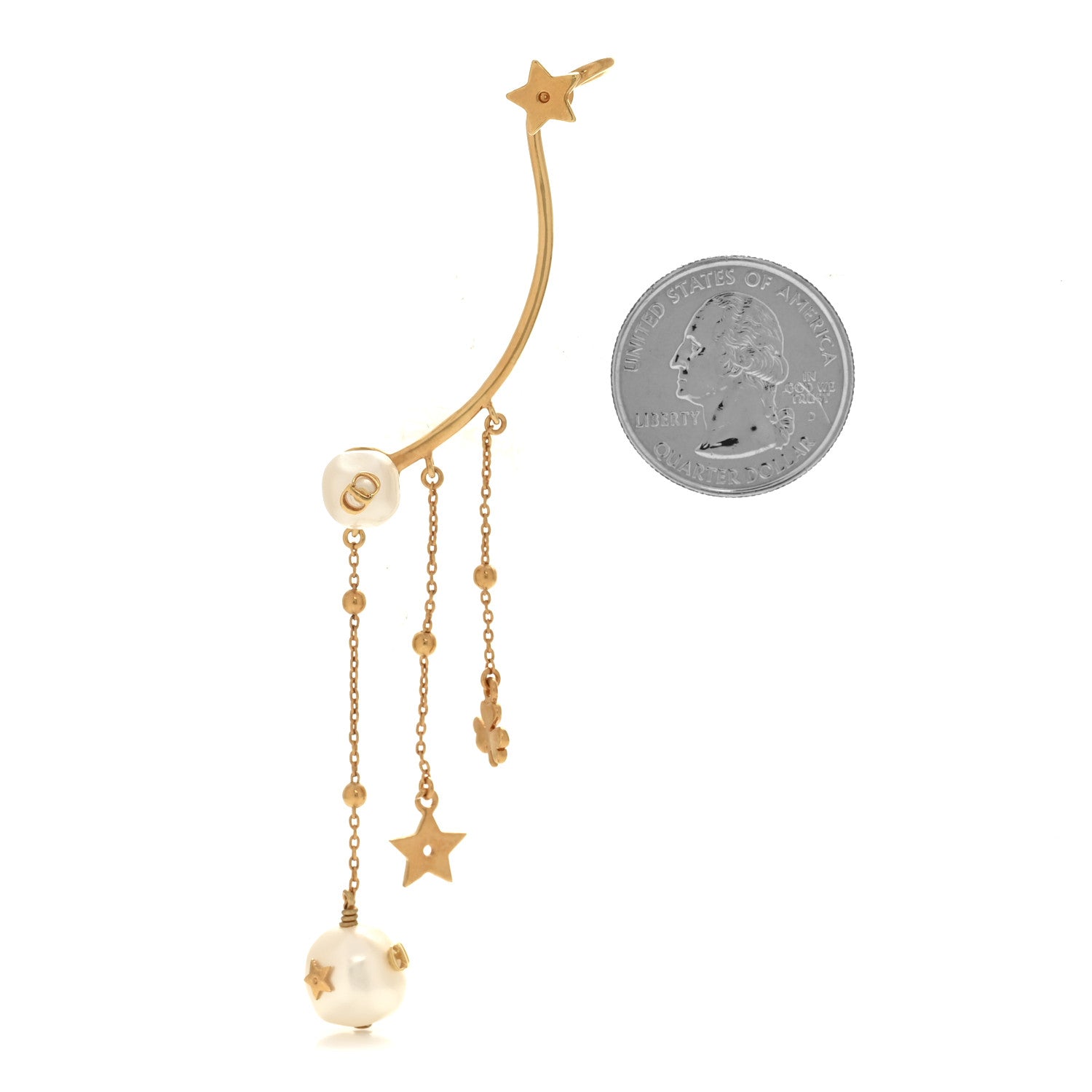 Christian Dior Pearl Perles De Desir Ear Cuff Gold White 2 of 5