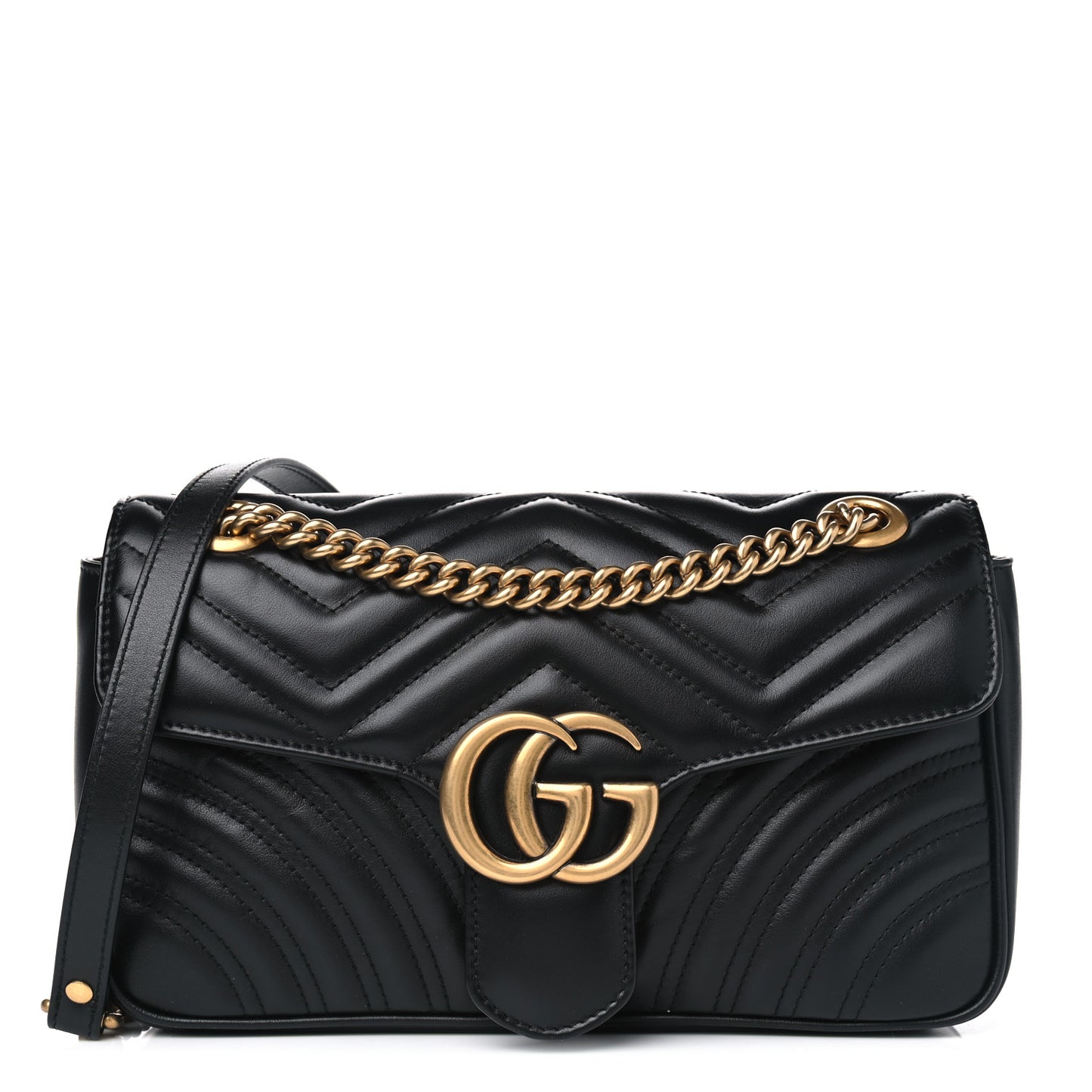 Calfskin Matelasse Small GG Marmont Shoulder Bag Black