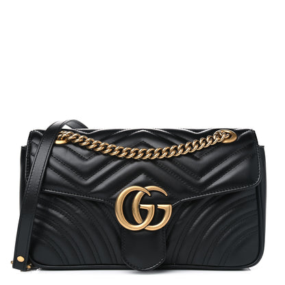 Gucci Calfskin Matelasse Small GG Marmont Shoulder Bag Black 2 of 4