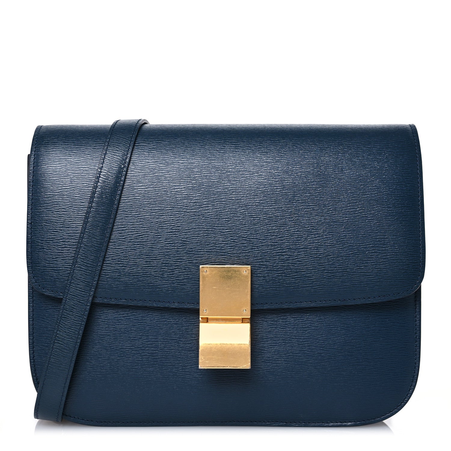 Celine Liege Calfskin Medium Classic Box Flap Bag Dark Blue 1 of 16