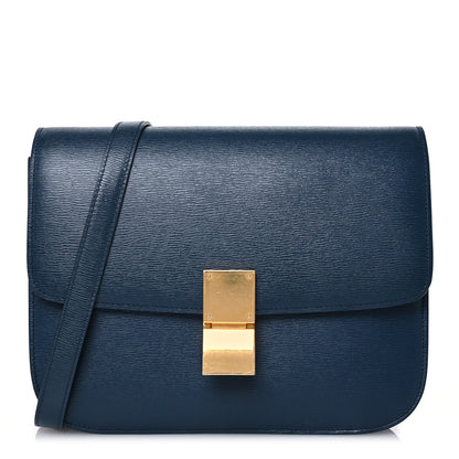 Celine Liege Calfskin Medium Classic Box Flap Bag Dark Blue 1 of 16
