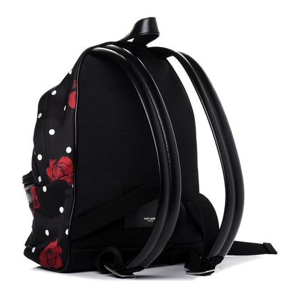 Saint Laurent Satin Rose Print Mini City Backpack Black 2 of 17