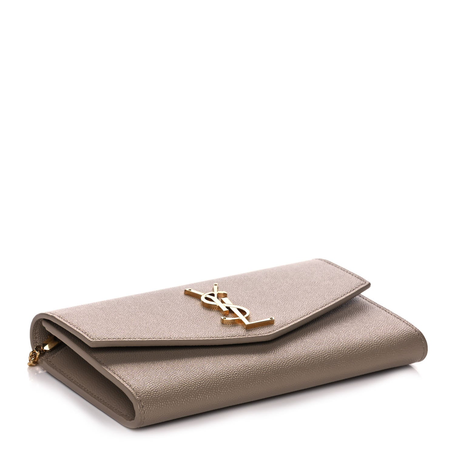 Saint Laurent Grain De Poudre Monogram Uptown Chain Wallet Dark Beige 5 of 13