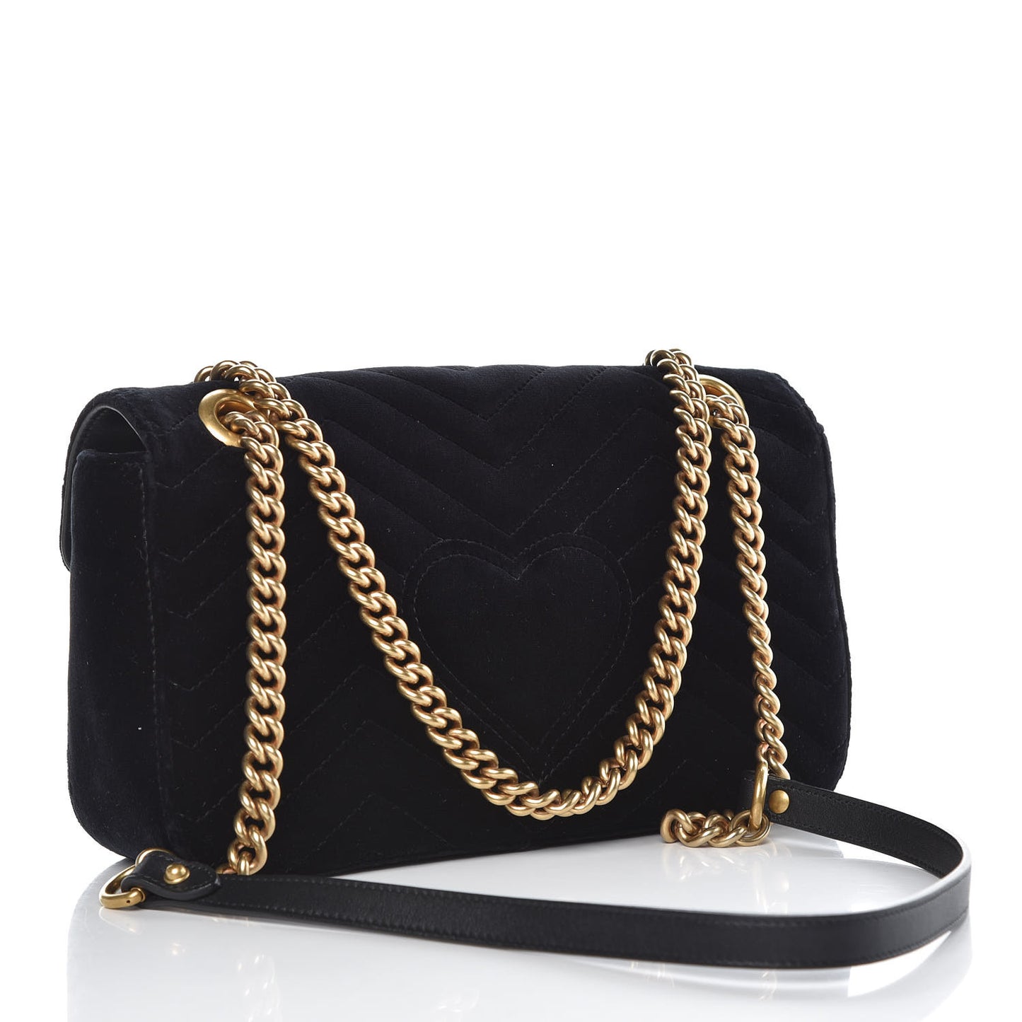 Velvet Matelasse Marquise Crystals Embroidered Small GG Marmont Shoulder Bag Black