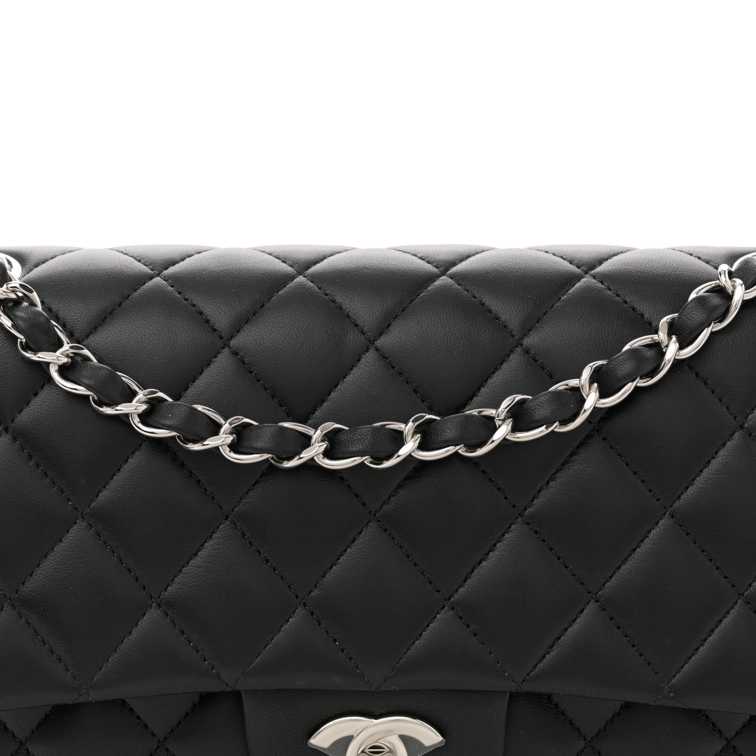 Chanel Lambskin Quilted Medium Double Flap Black 8 of 11