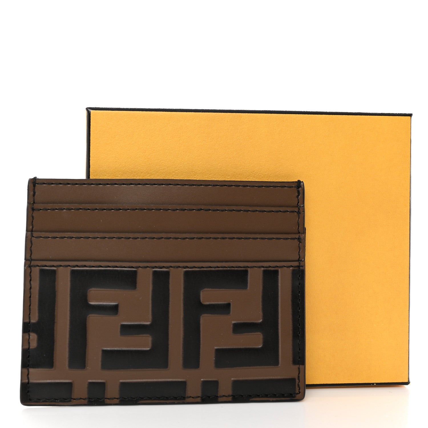 Fendi Vitello Cruise Bi-Color FF 1974 Embossed Card Holder Maya Black 7 of 7