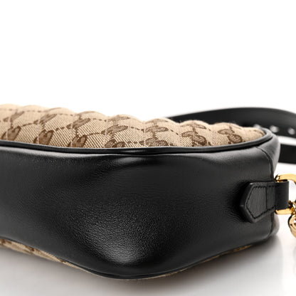 Gucci Monogram Matelasse Diagonal Small GG Marmont Chain Shoulder Bag Beige Black 10 of 10