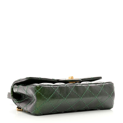 Chanel Metallic Aged Calfskin Quilted 2.55 Reissue Flap Belt Bag Clutch Green 4 of 10