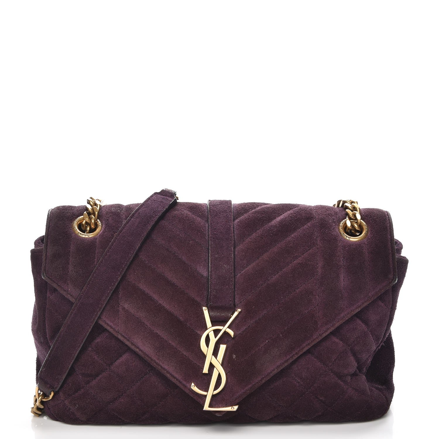 Saint Laurent Suede Medium Tri-Quilt Monogram Medium College Bag Prune 1 of 8