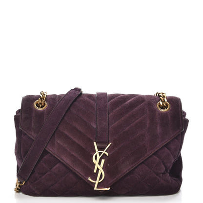 Saint Laurent Suede Medium Tri-Quilt Monogram Medium College Bag Prune 1 of 8