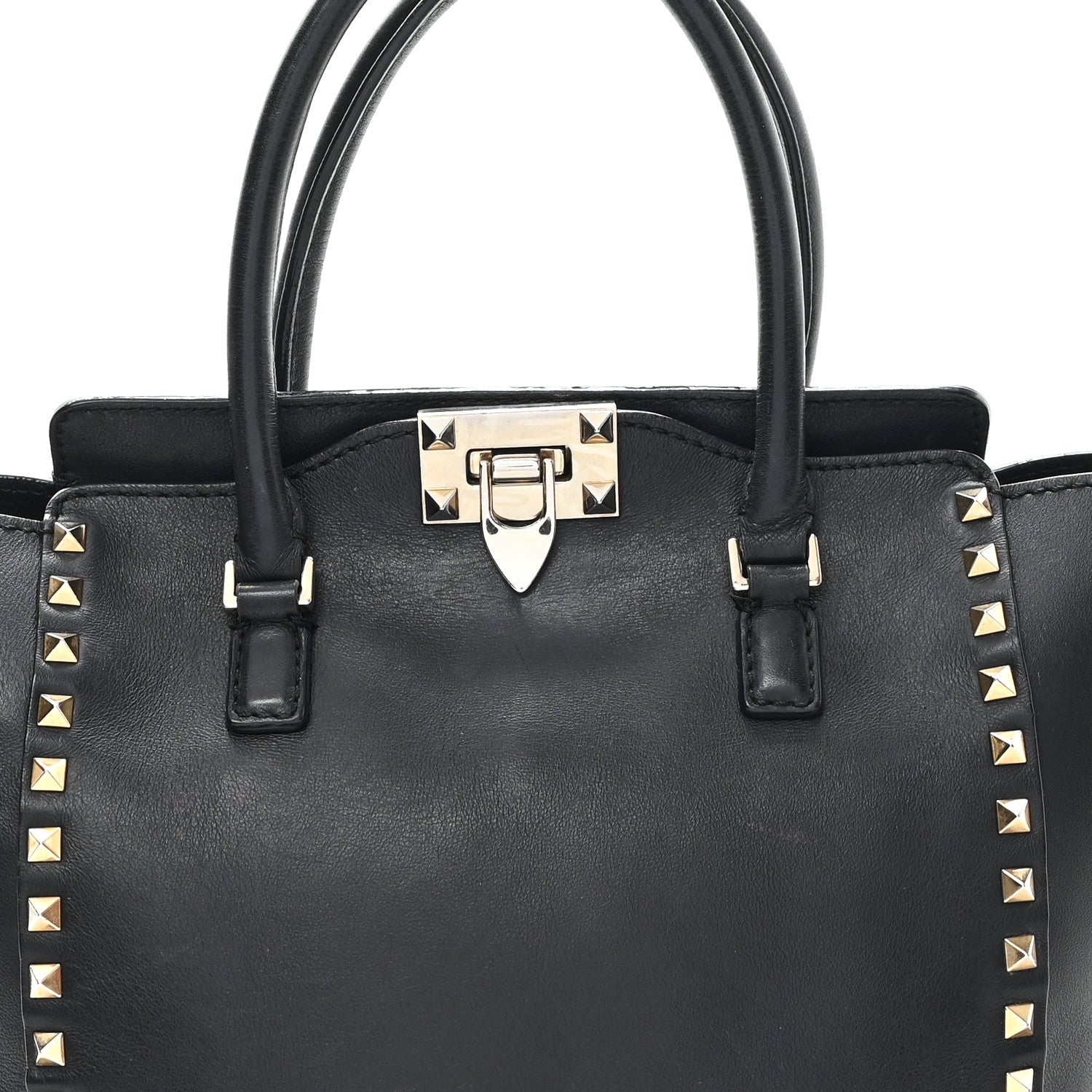 VALENTINO GARAVANI　ハンドバッグ　黒 Valentino Garavani Vitello Small Rockstud Double Handle Tote Black