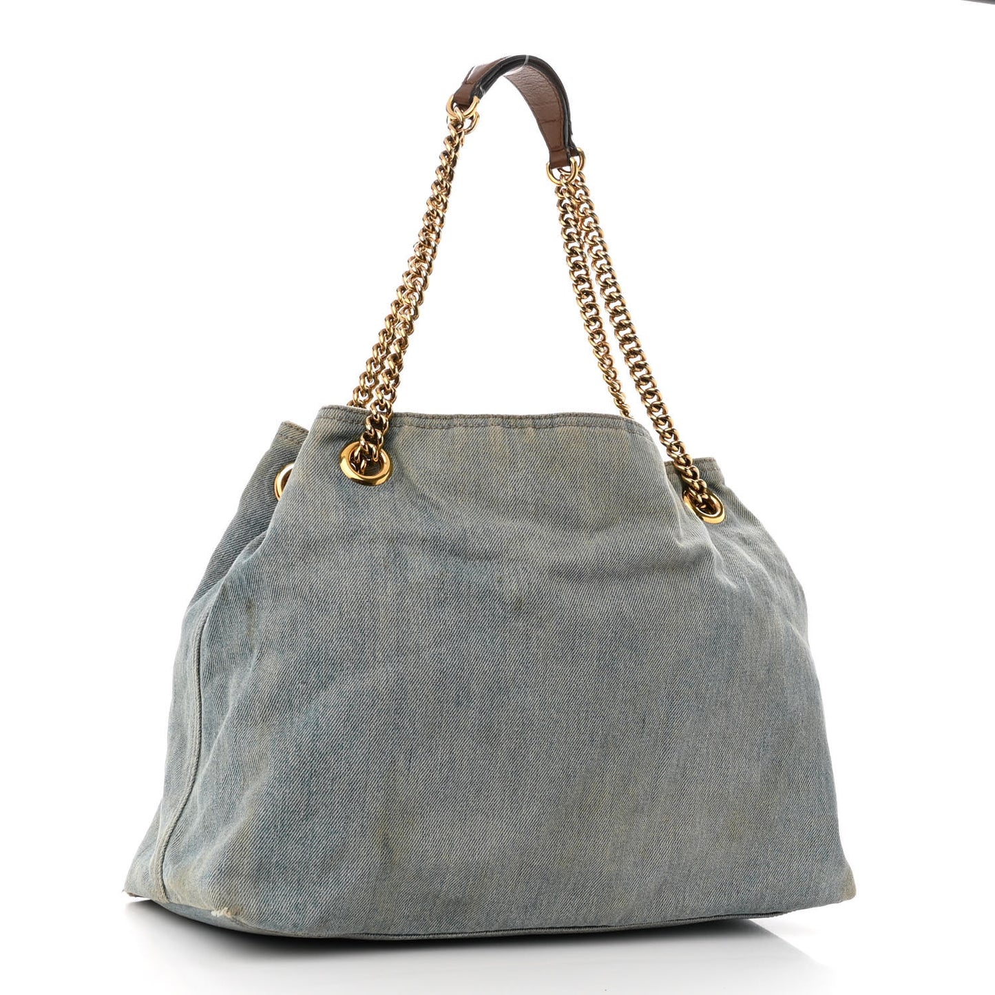 Denim Soho Chain Shoulder Bag Blue