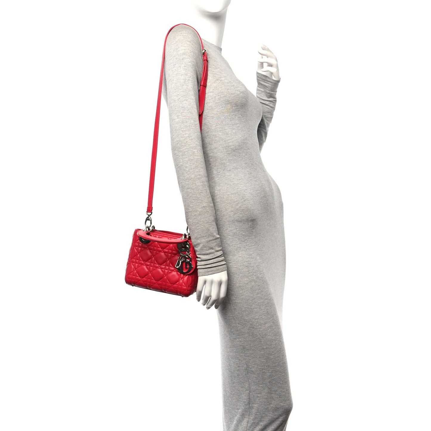 Lambskin Cannage Mini Lady Dior Red