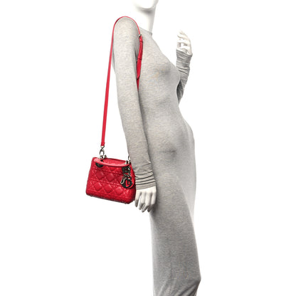 Christian Dior Lambskin Cannage Mini Lady Dior Red 2 of 9