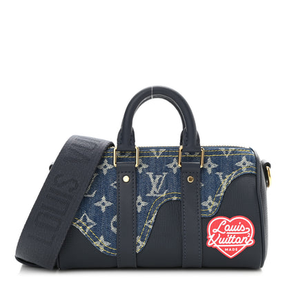 Louis Vuitton Taurillon Monogram Denim Drip Keepall XS Blue 1 of 9
