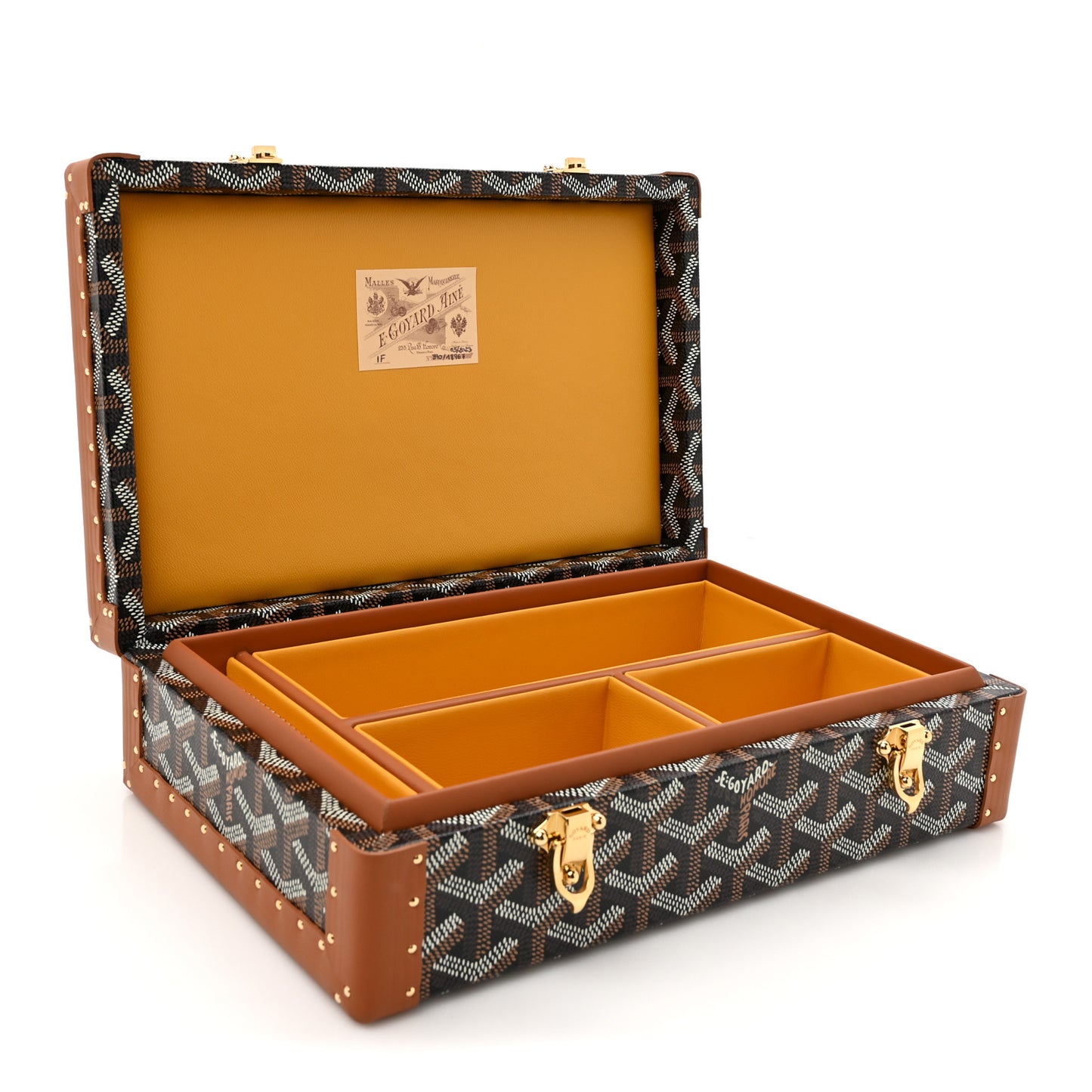 Goyardine Vendome Jewelry Case Black Gold