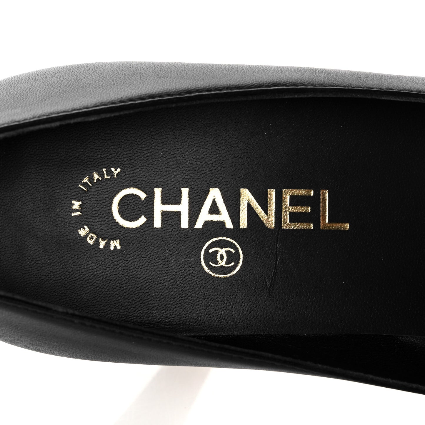 Lambskin Patent Calfskin Cap Toe CC Pumps 38.5 Black