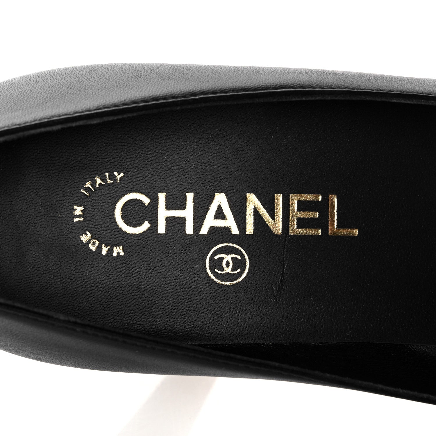 Chanel Lambskin Patent Calfskin Cap Toe CC Pumps 38.5 Black 7 of 9