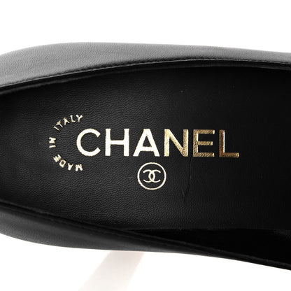 Chanel Lambskin Patent Calfskin Cap Toe CC Pumps 38.5 Black 7 of 9