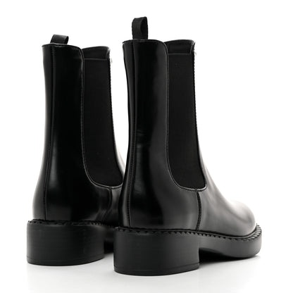 Prada Spazzolato Metal Triangle Logo 50mm Chelsea Boots 36 Black 4 of 8