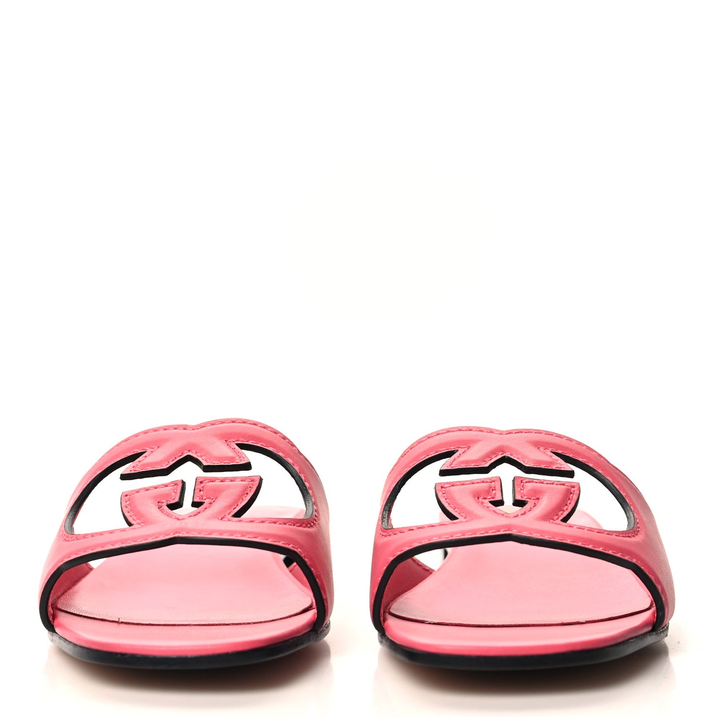 Cosmos Softy Calfskin Interlocking G Cut Out Slide Sandals 38.5 Rhodamine Pink