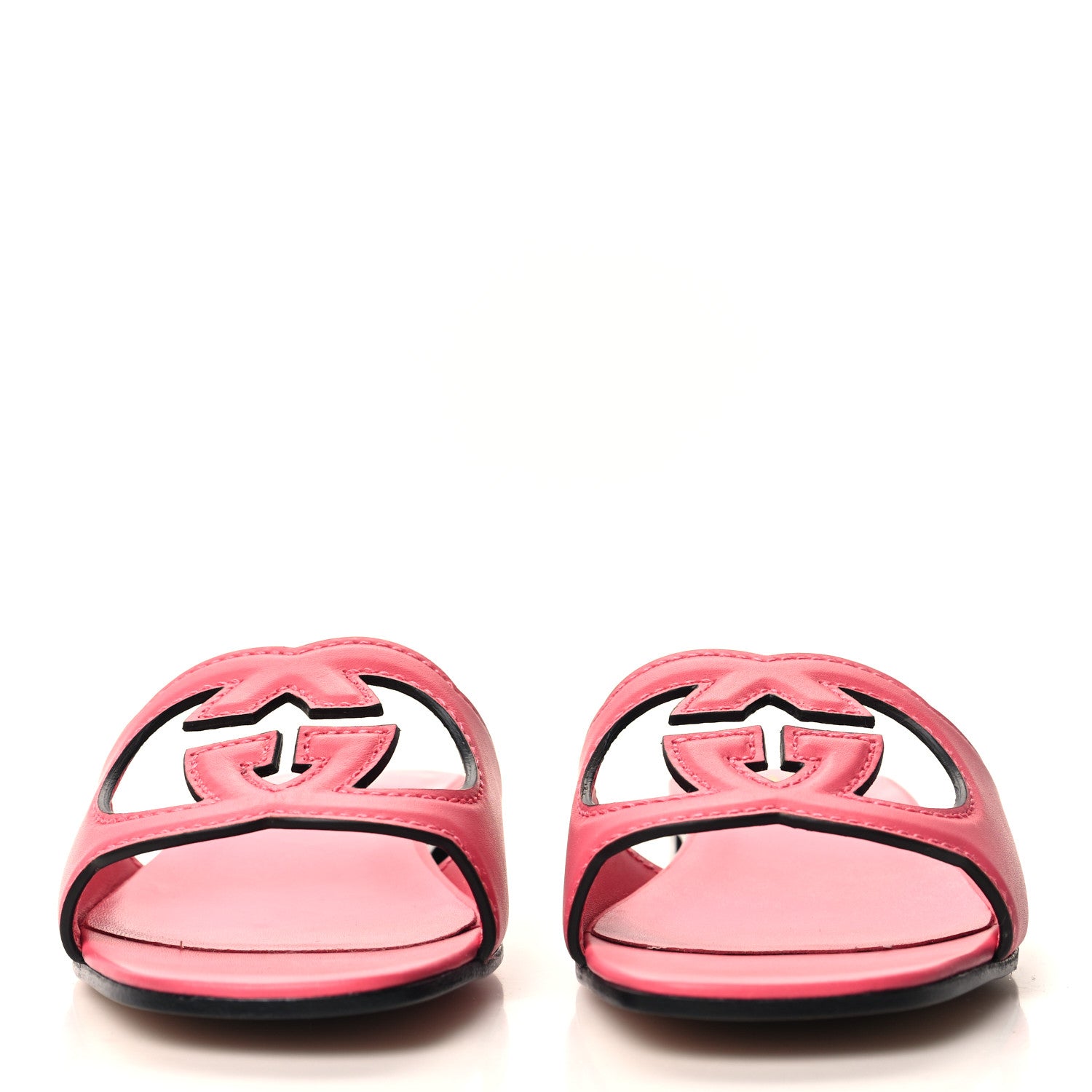 Gucci Cosmos Softy Calfskin Interlocking G Cut Out Slide Sandals 38.5 Rhodamine Pink 2 of 8