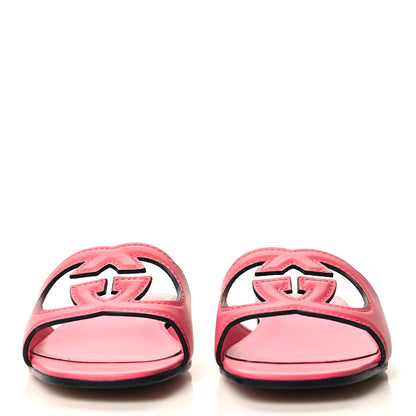 Gucci Cosmos Softy Calfskin Interlocking G Cut Out Slide Sandals 38.5 Rhodamine Pink 2 of 8