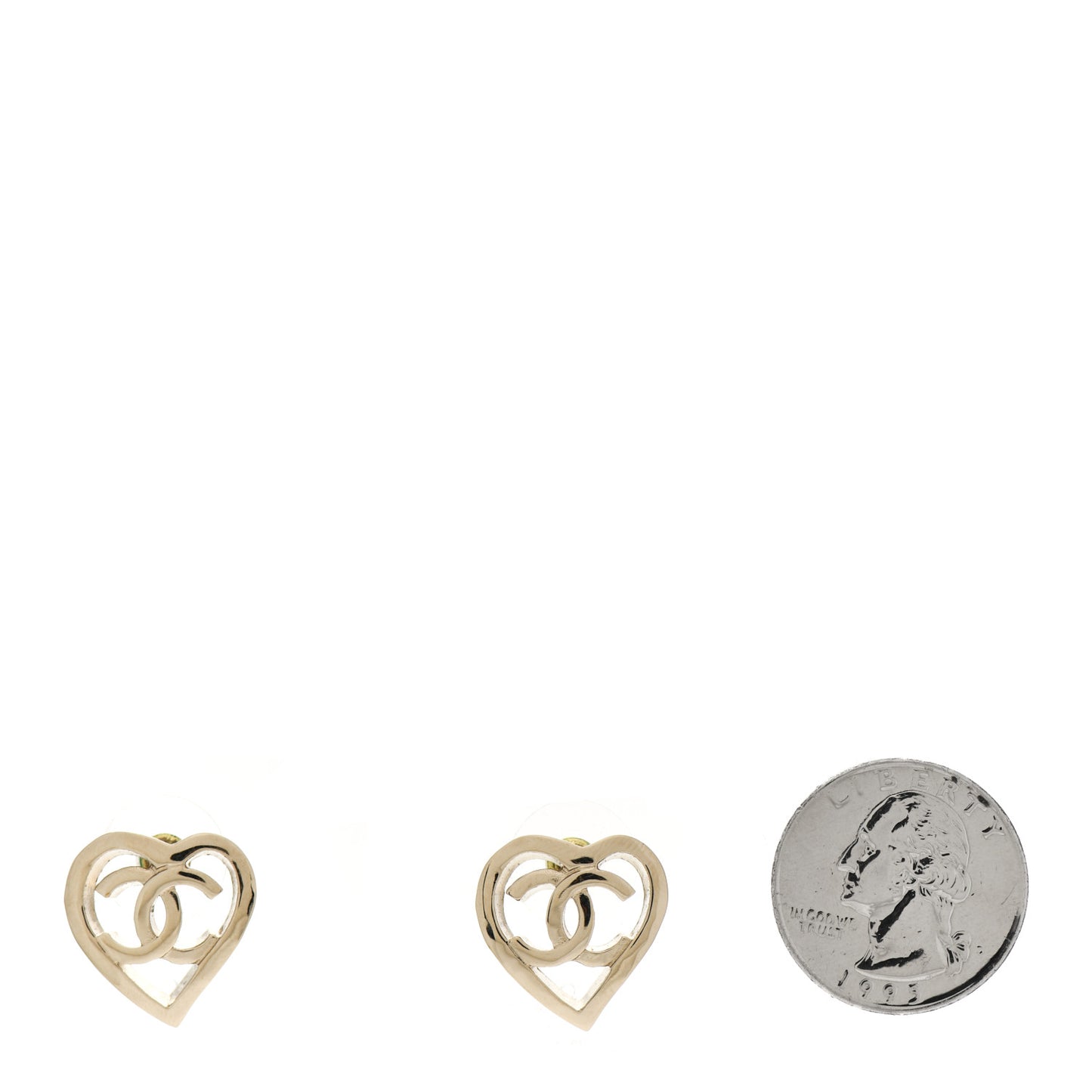 Metal CC Heart Coco In Love Earrings Gold