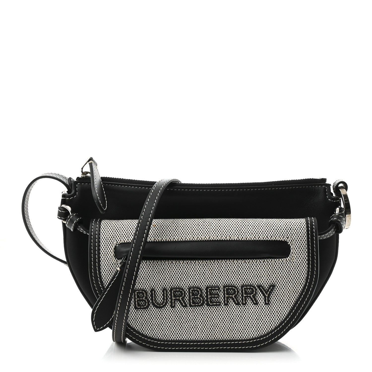 Burberry Canvas Horseferry Print Double Olympia Shoulder Bag Black 1 of 10