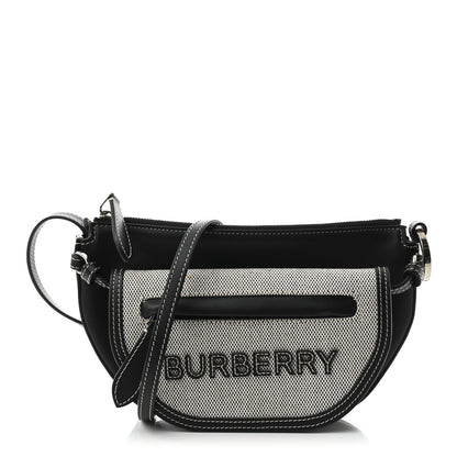Burberry Canvas Horseferry Print Double Olympia Shoulder Bag Black 1 of 10