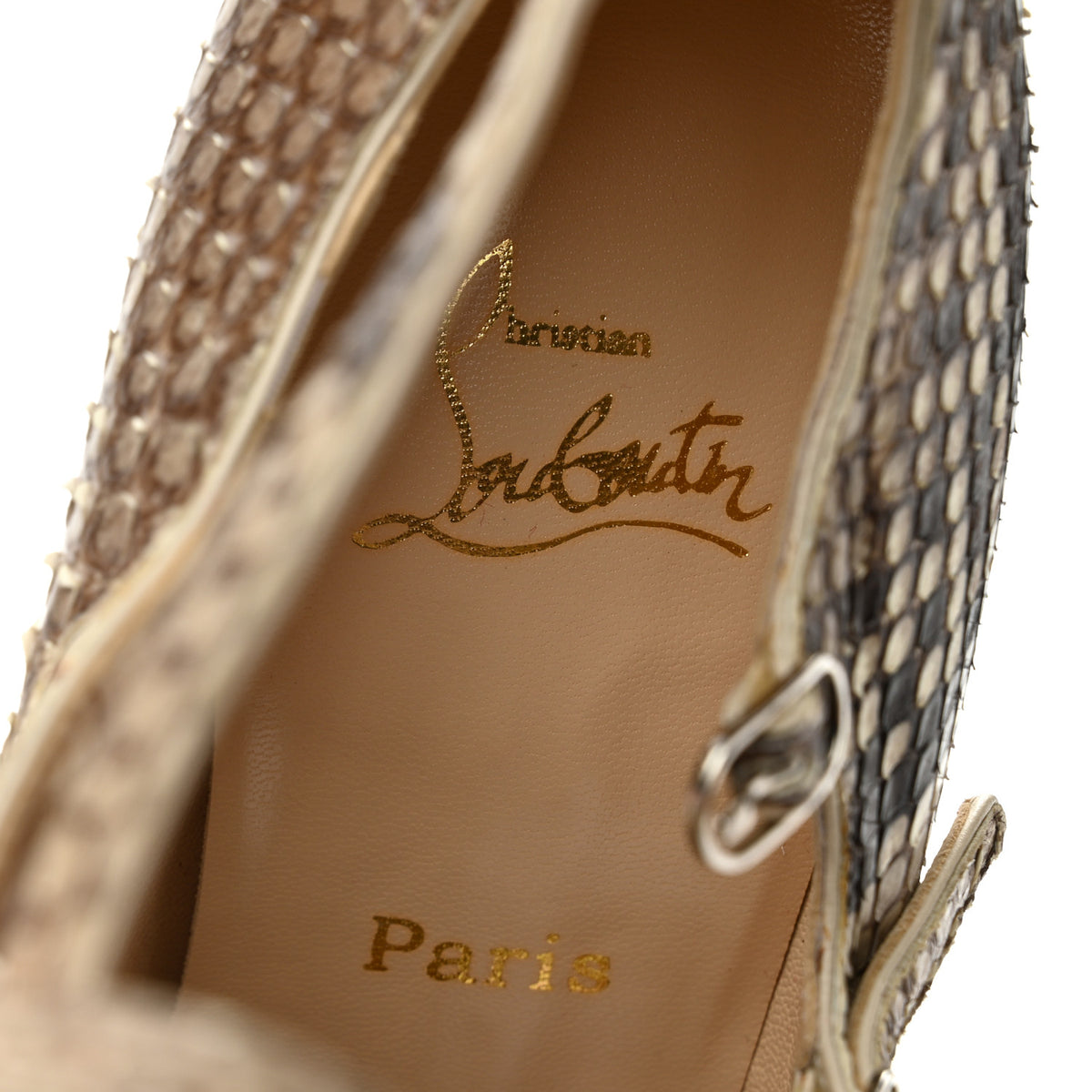 Christian Louboutin Snakeskin Ruffle 120 Pumps 39 Roccia 8 of 9