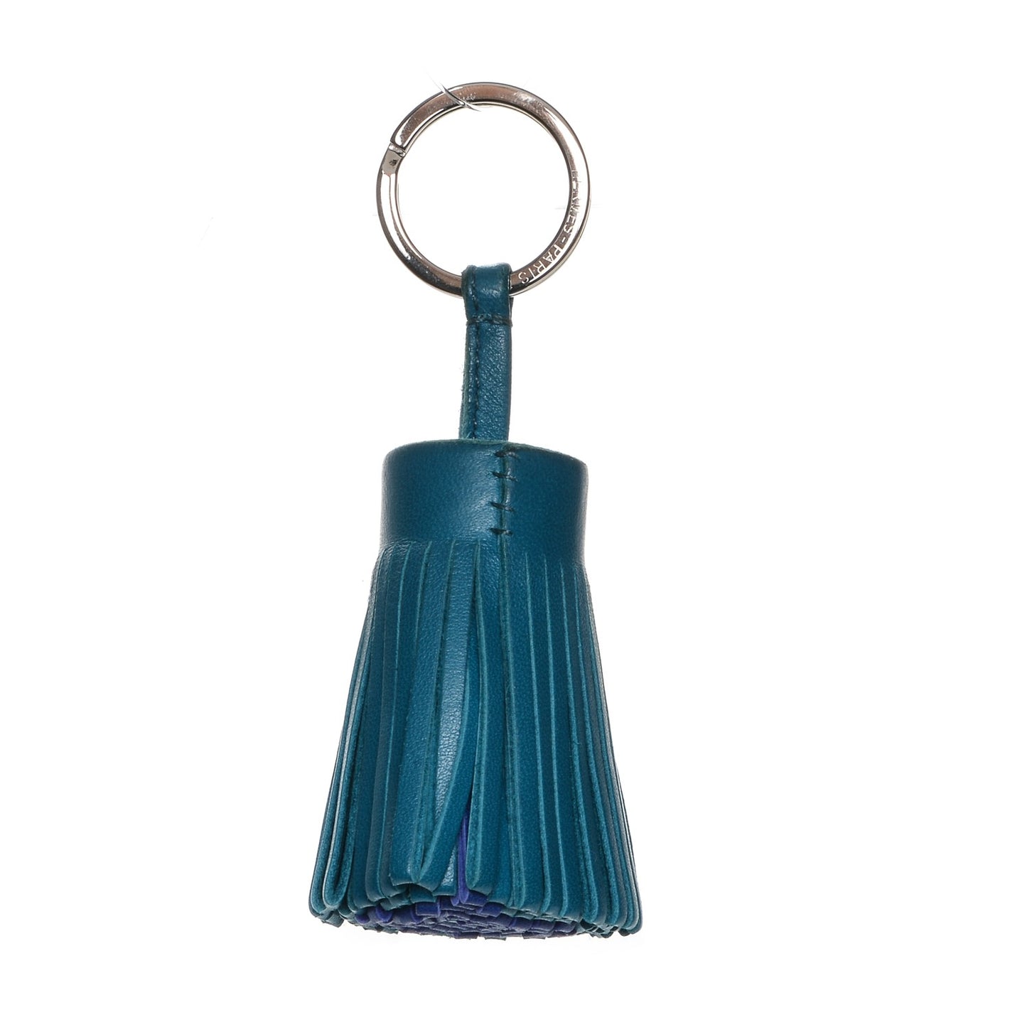 Lambskin Bi-Color Carmen Tassel Key Holder Bleu Izmir Bleu Electrique