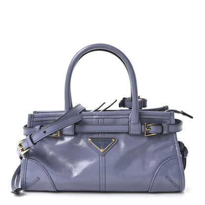 Prada Glossy Calfskin Triangle Mini Bonnie Shoulder Bag Aviation Blue 1 of 10