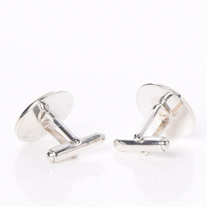 Tiffany 18K Yellow Gold Sterling Silver Circle Cufflinks 3 of 5