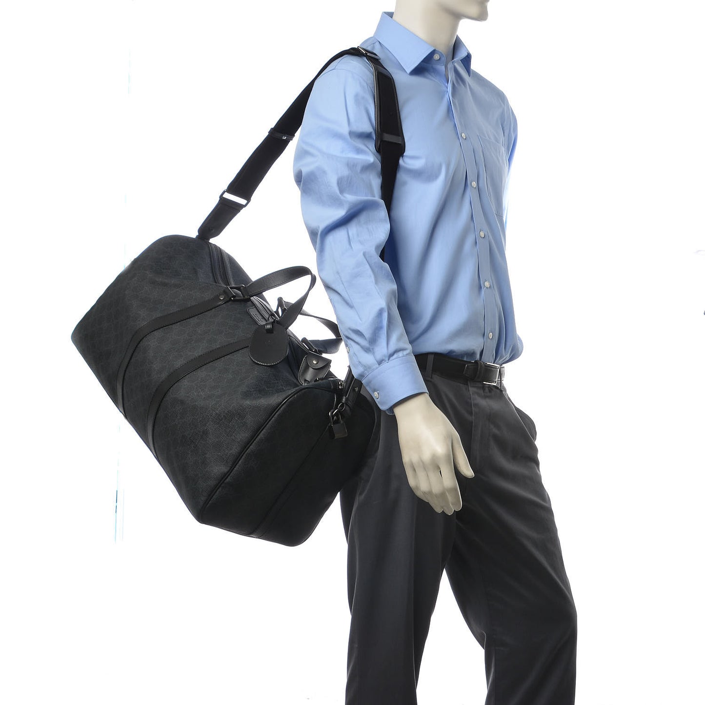 GG Supreme Monogram Medium Carry-On Duffle Bag Black Grey