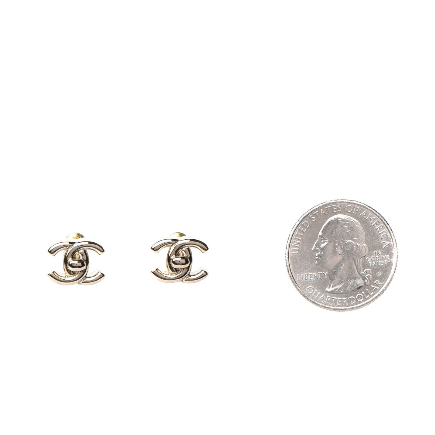 Metal CC Turnlock Earrings Gold