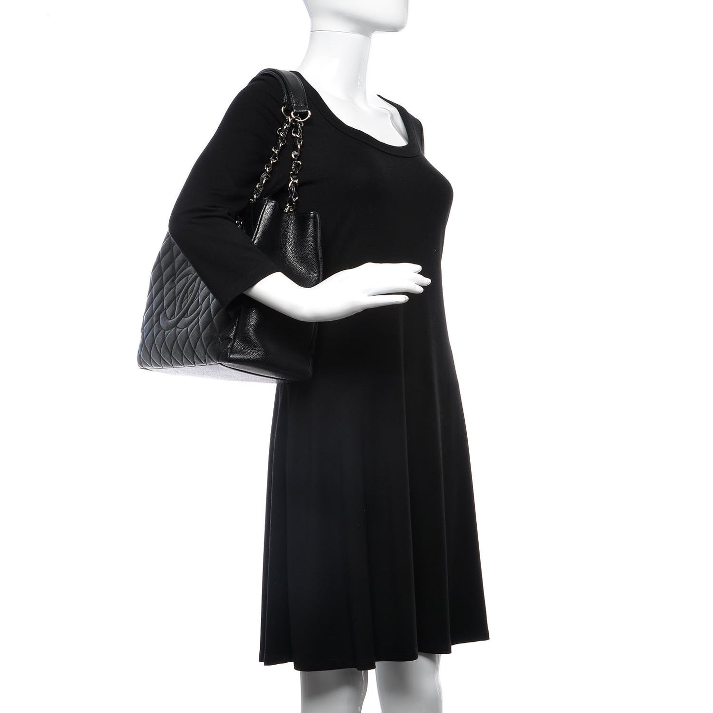 Caviar Quilted Grand Shopping Tote GST Black