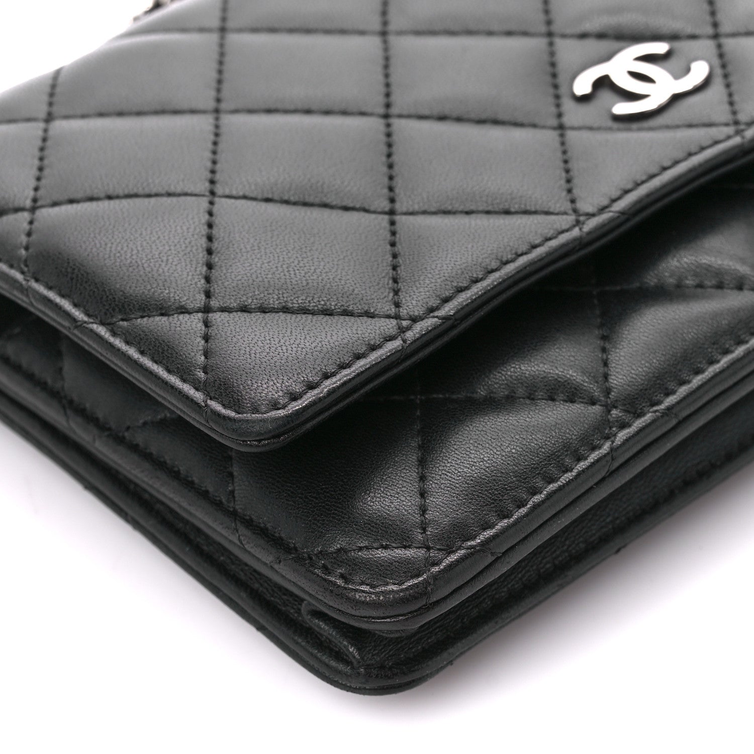 Chanel Lambskin Quilted Wallet On Chain WOC Black 10 of 11