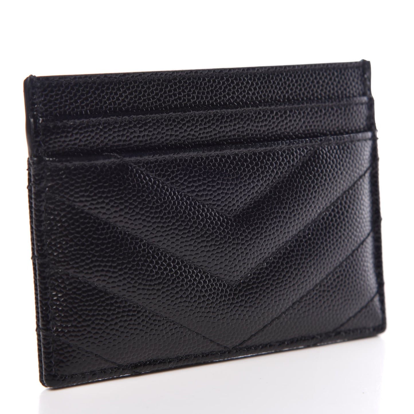 Grain De Poudre Matelasse Chevron Monogram Credit Card Case Black