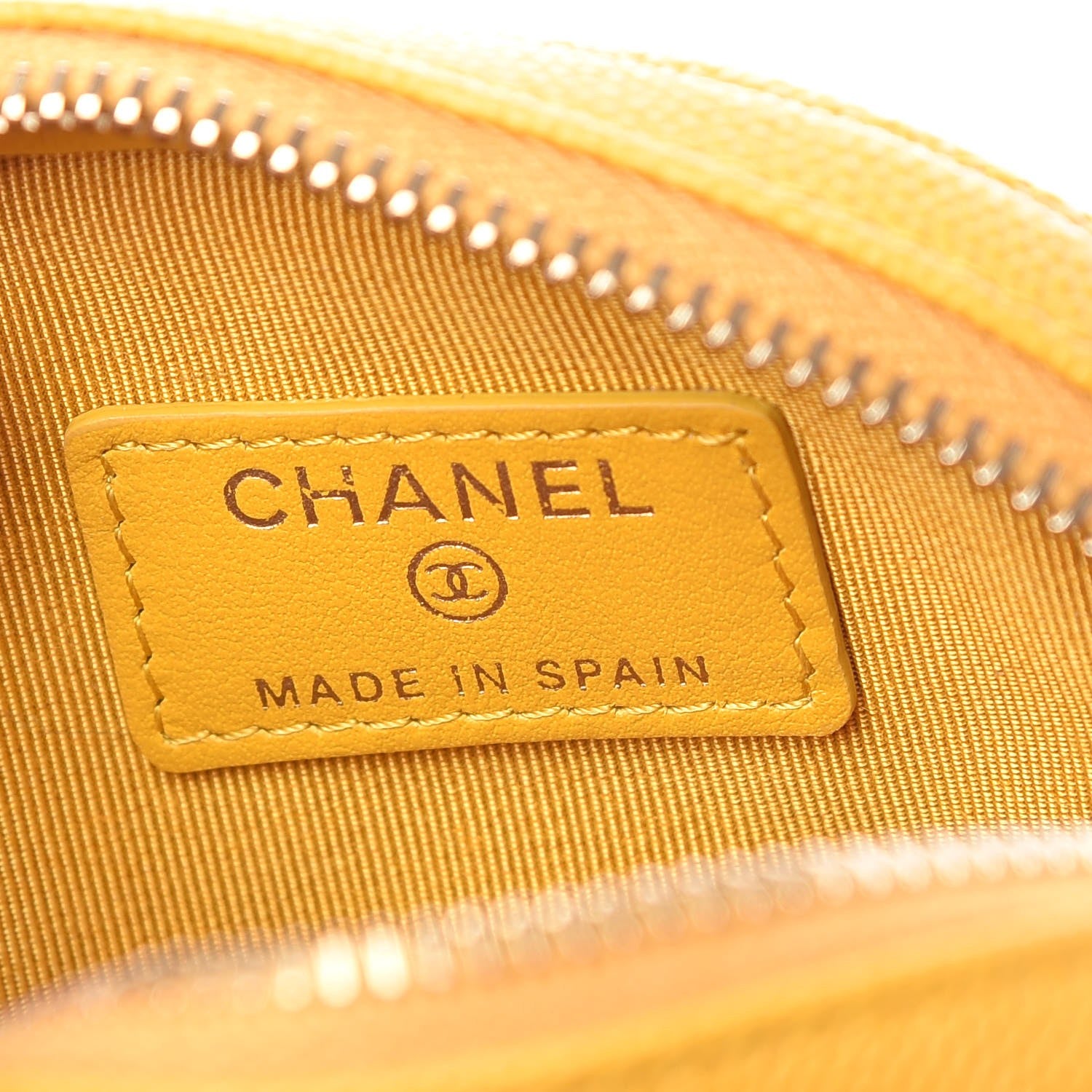 Chanel Caviar Quilted Zip Around Classic Coin Purse Yellow 6 of 8