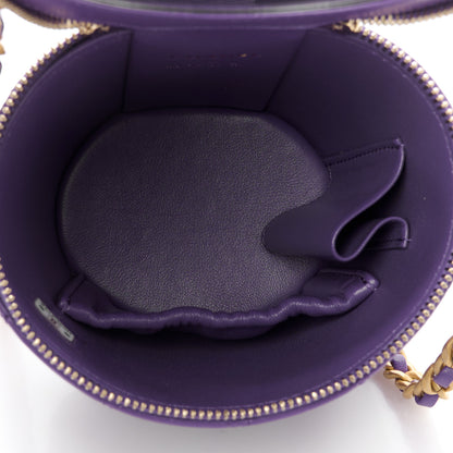 Chanel Lambskin Quilted Afternoon Tea Top Handle Vanity Case With Chain  Dark Purple 5 of 10