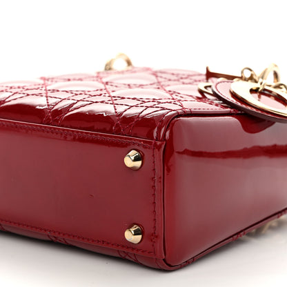 Christian Dior Patent Cannage Mini Lady Dior Red 10 of 11