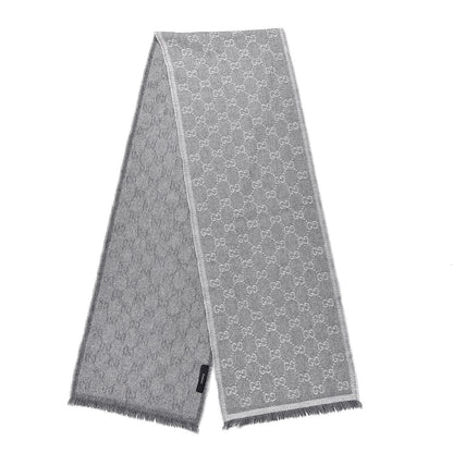 Gucci Wool Angora Monogram Fringe Scarf Gray 4 of 4